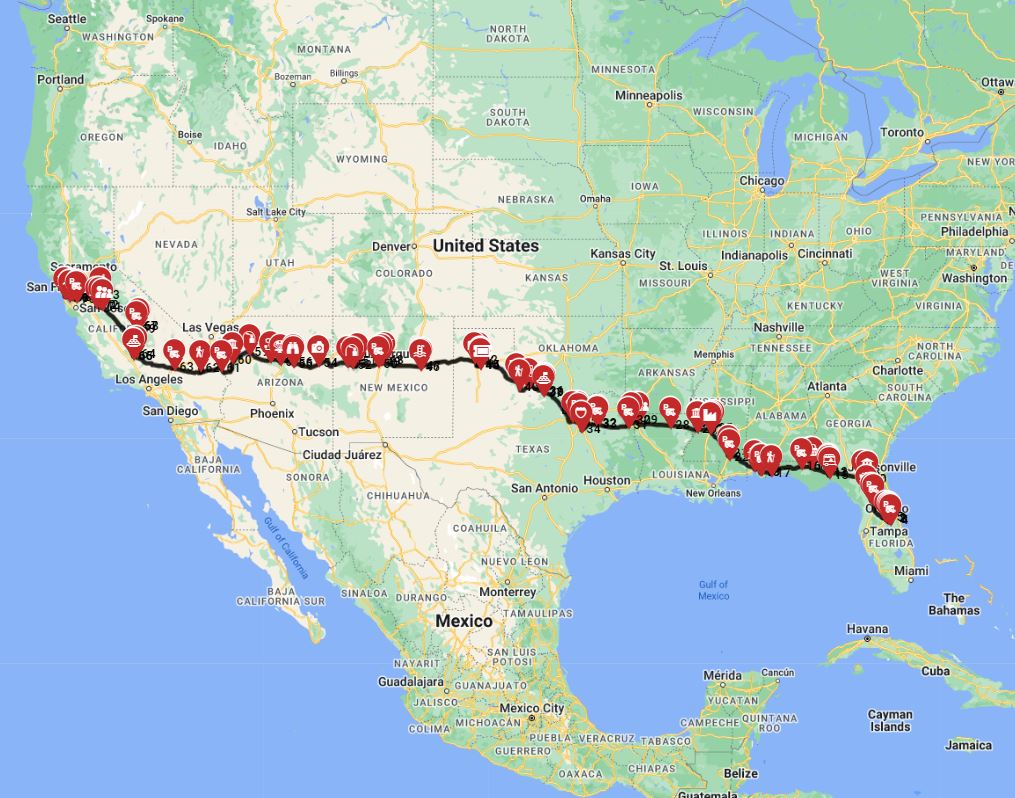 Orlando to San Francisco RV route planner Adventure